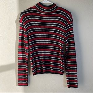 Y2K top sweater too long sleeve mock turtle neck vintage 90s